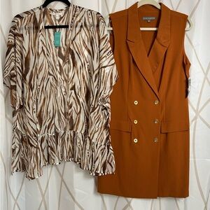 Sharagano Double Breasted Dress with Sheer Cover Up